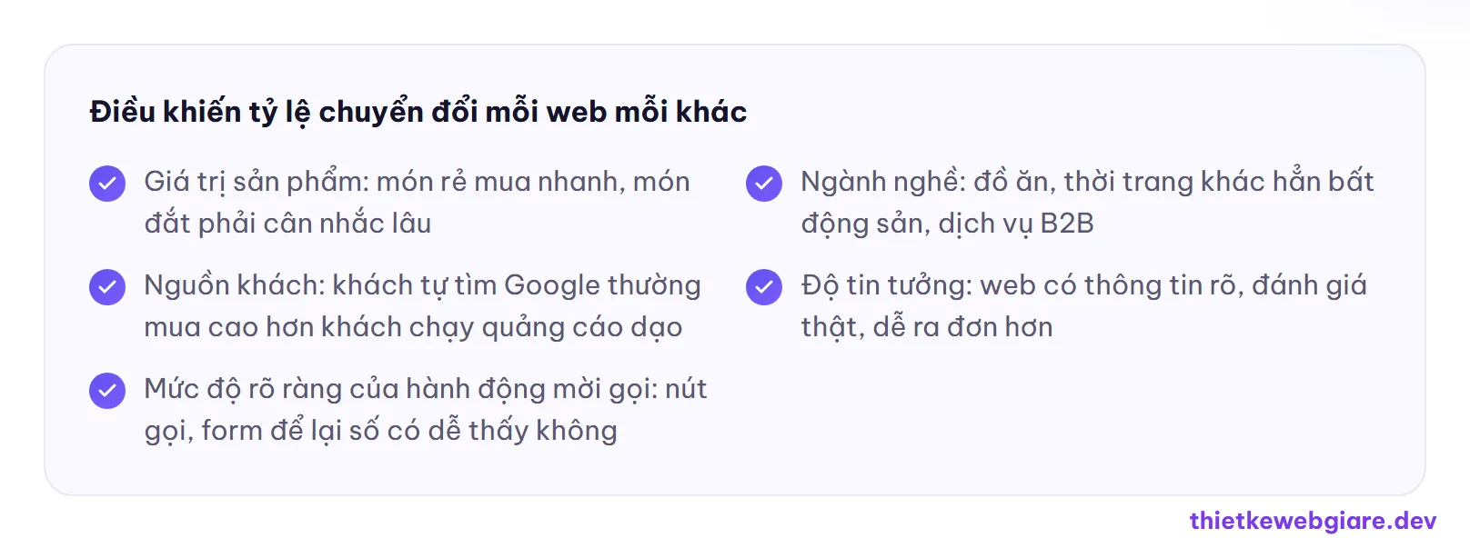 Điều khiến tỷ lệ chuyển đổi mỗi web mỗi khác — tỷ lệ chuyển đổi là gì