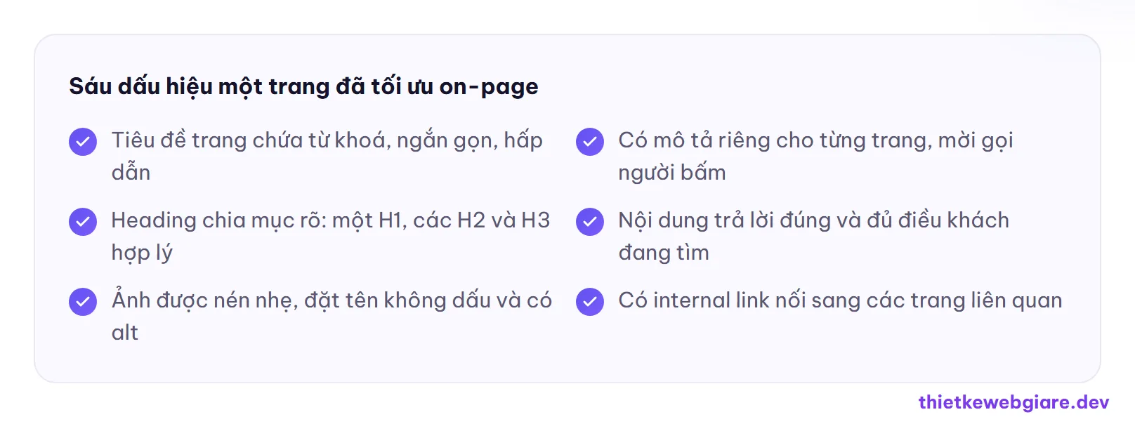 Sáu dấu hiệu một trang đã tối ưu on-page — on-page SEO là gì