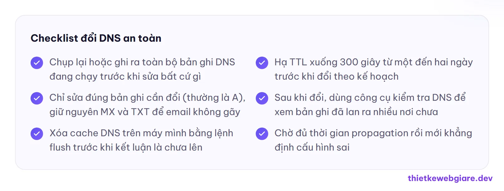 Checklist đổi DNS an toàn — DNS là gì