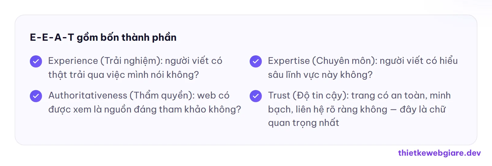E-E-A-T gồm bốn thành phần — E-E-A-T là gì