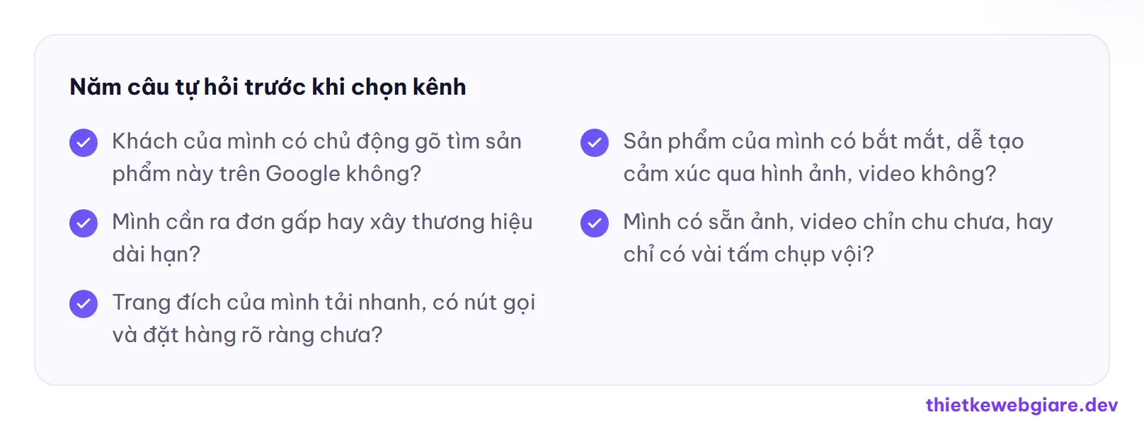 Năm câu tự hỏi trước khi chọn kênh — Facebook Ads hay Google Ads