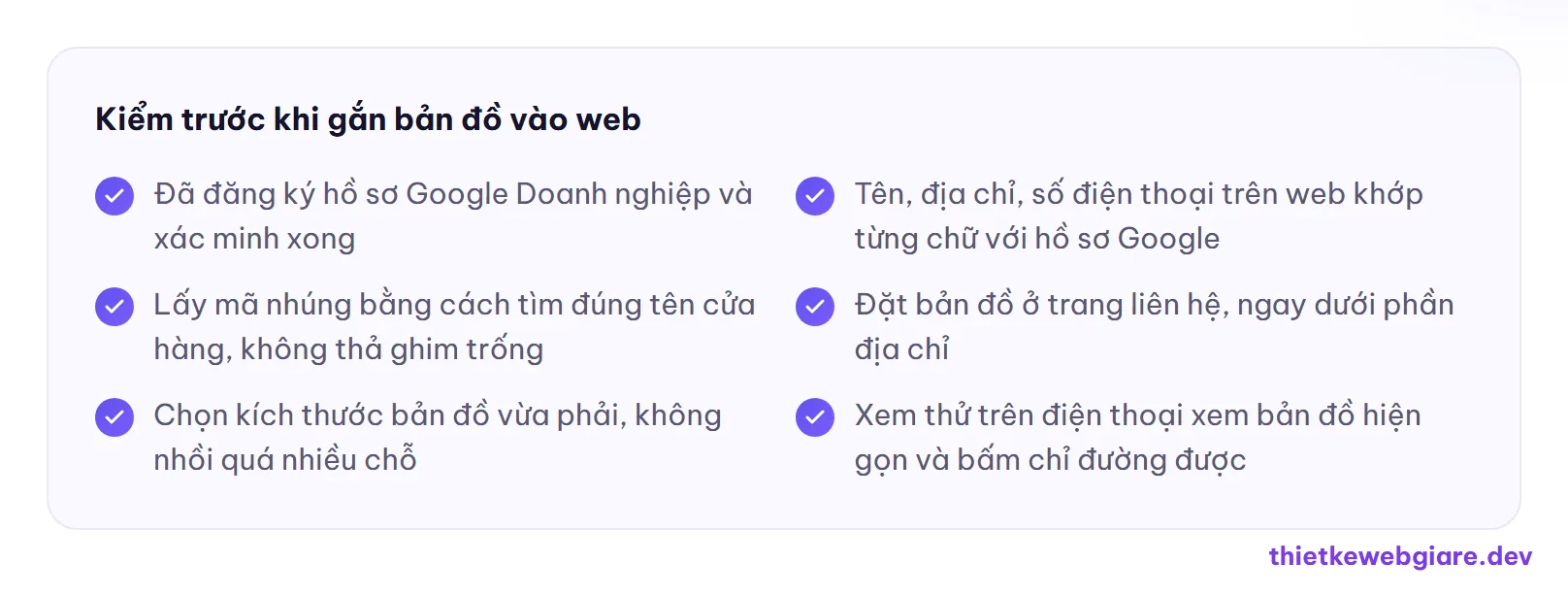 Kiểm trước khi gắn bản đồ vào web — gắn Google Map vào website