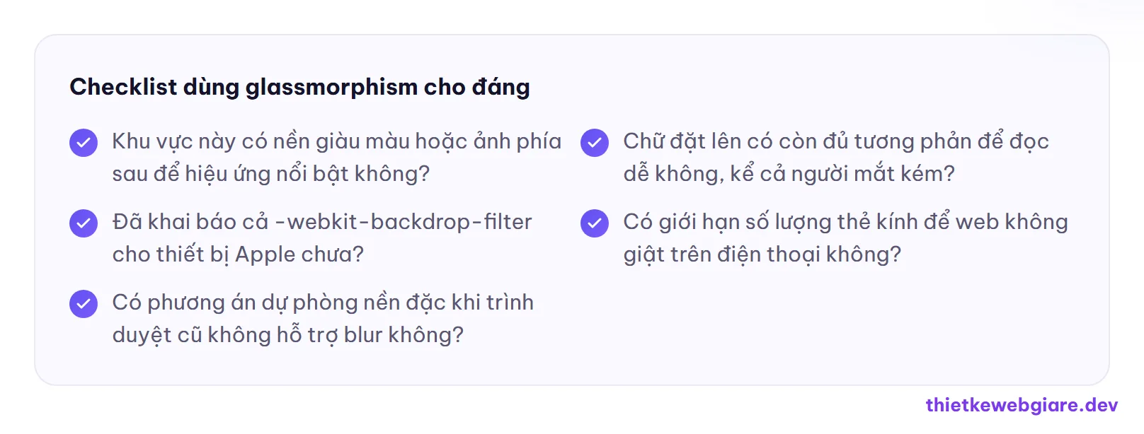 Checklist dùng glassmorphism cho đáng — glassmorphism là gì