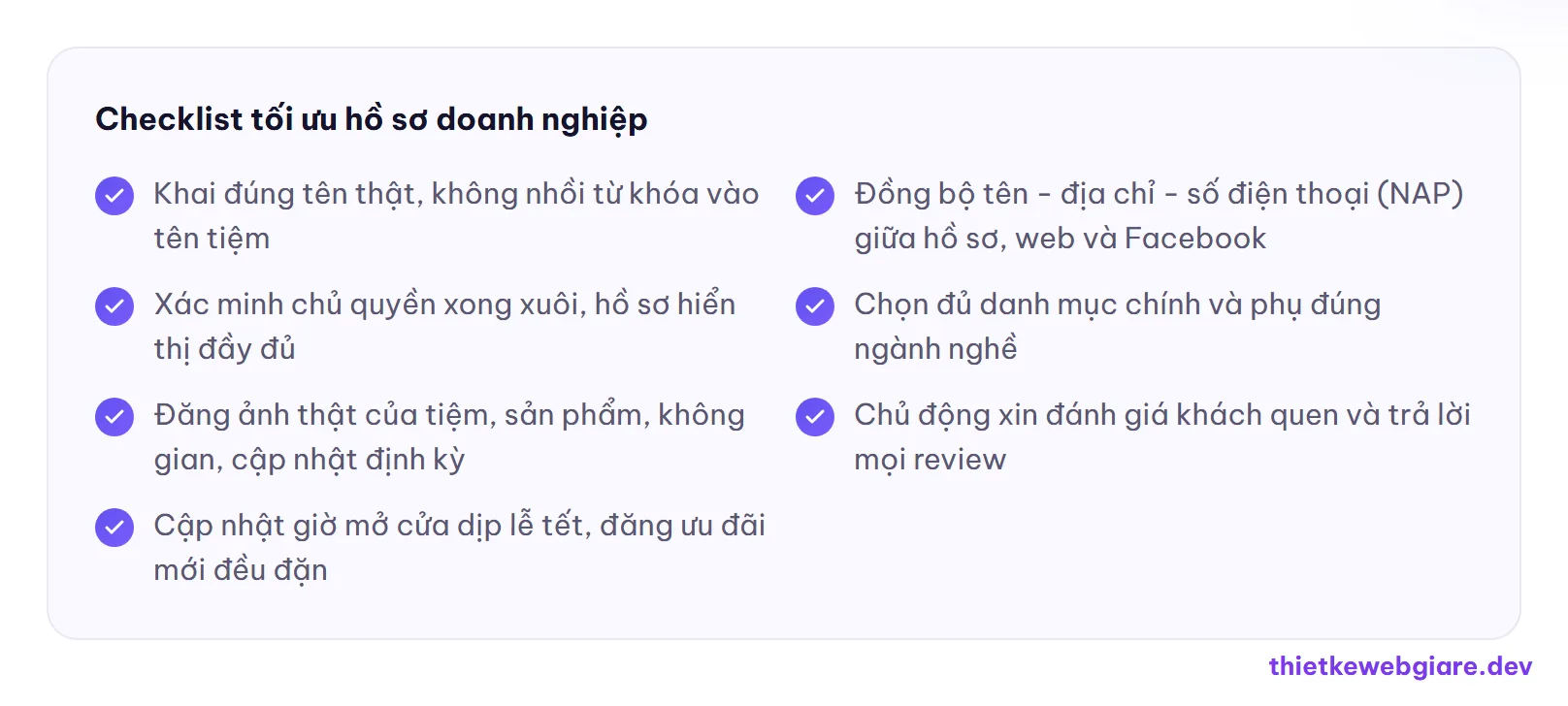 Checklist tối ưu hồ sơ doanh nghiệp — Google Business Profile là gì
