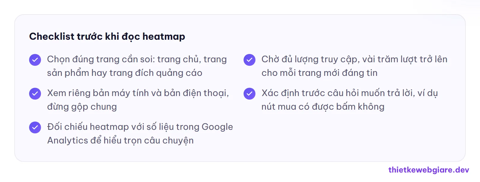 Checklist trước khi đọc heatmap — heatmap là gì