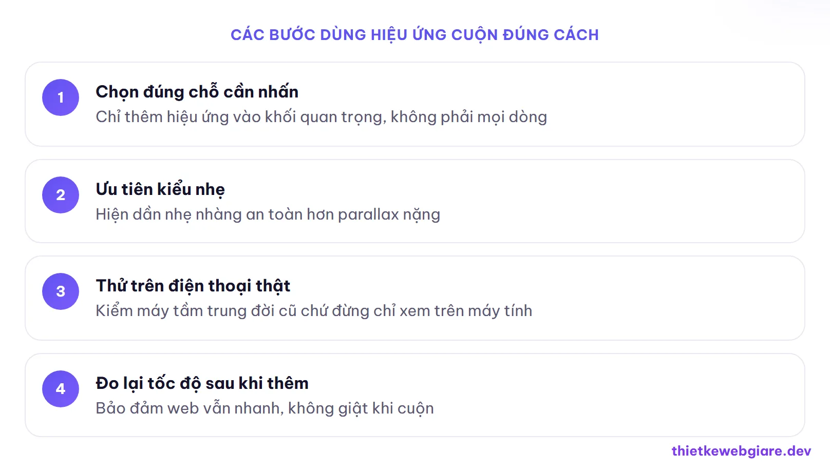 Các bước dùng hiệu ứng cuộn đúng cách — hiệu ứng cuộn trang web