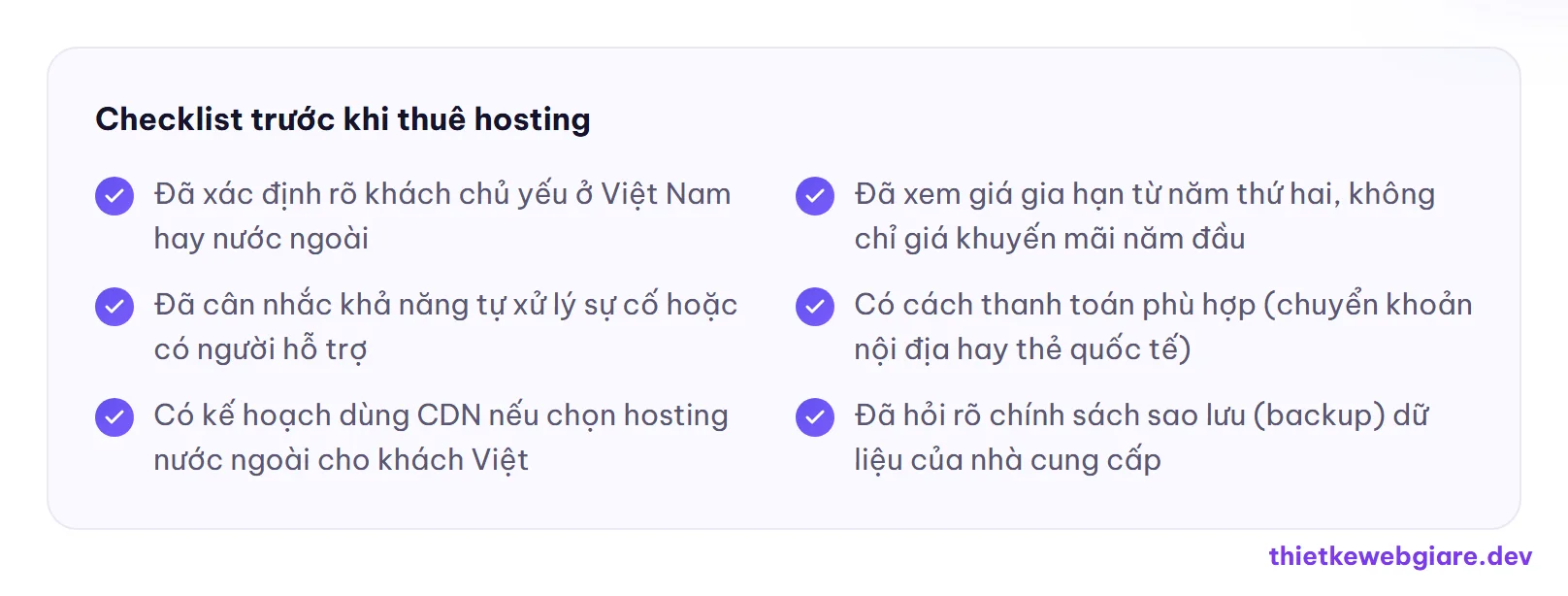 Checklist trước khi thuê hosting — hosting trong nước hay nước ngoài