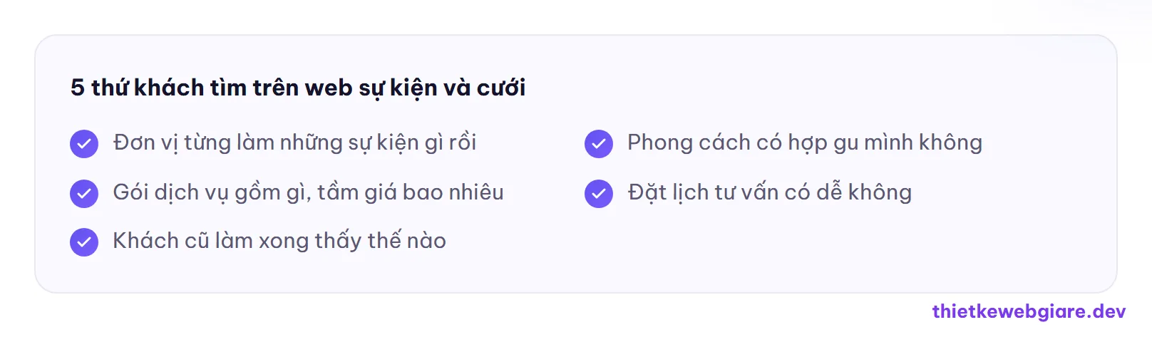5 thứ khách tìm trên web sự kiện và cưới — thiết kế web tổ chức sự kiện