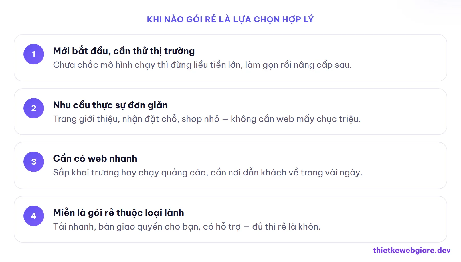 Khi nào gói rẻ là lựa chọn hợp lý — web giá rẻ có tốt không