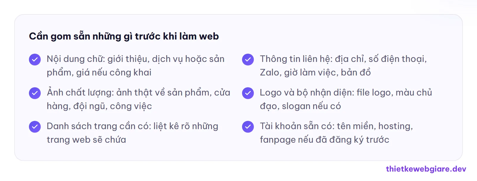 Cần gom sẵn những gì trước khi làm web — làm web giá rẻ cần chuẩn bị những gì