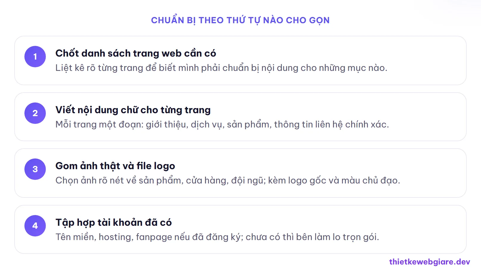 Chuẩn bị theo thứ tự nào cho gọn — làm web giá rẻ cần chuẩn bị những gì