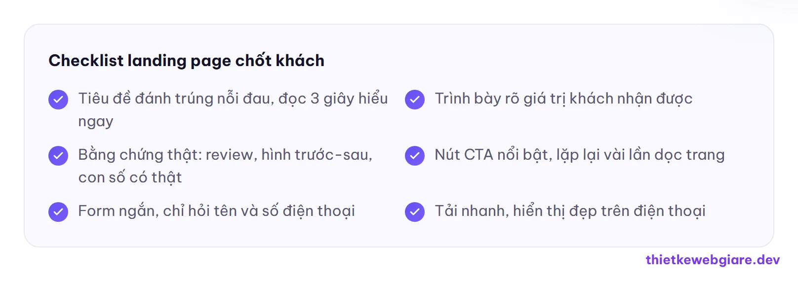Checklist landing page chốt khách — landing page là gì