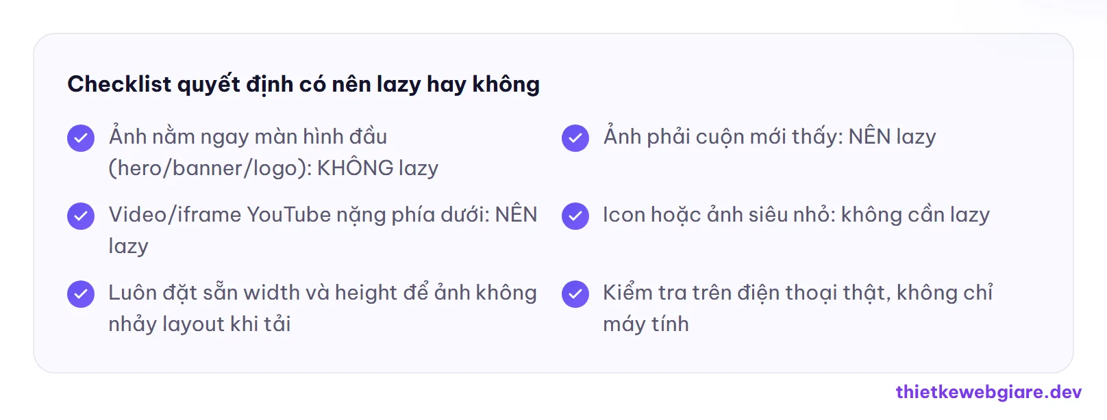 Checklist quyết định có nên lazy hay không — lazy loading là gì