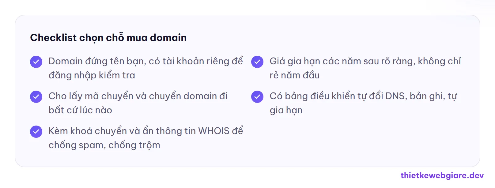 Checklist chọn chỗ mua domain — mua domain ở đâu tốt