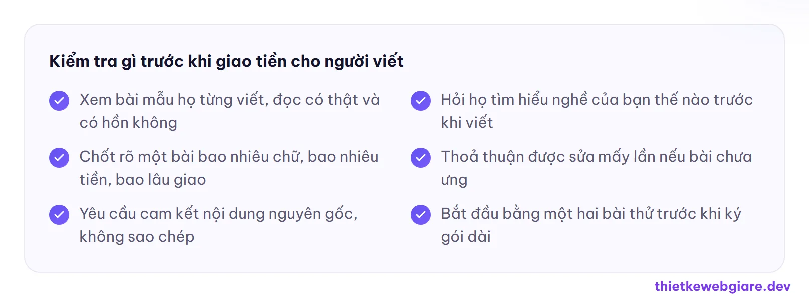 Kiểm tra gì trước khi giao tiền cho người viết — nên thuê viết content hay tự viết