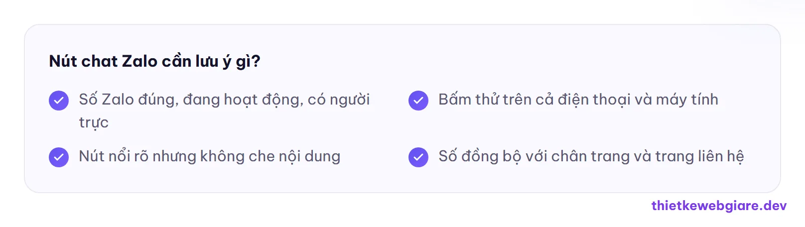 Nút chat Zalo cần lưu ý gì? — gắn chat Zalo vào website