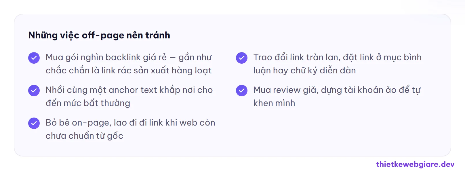 Những việc off-page nên tránh — off-page SEO là gì