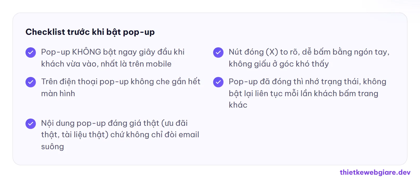 Checklist trước khi bật pop-up — pop-up website là gì