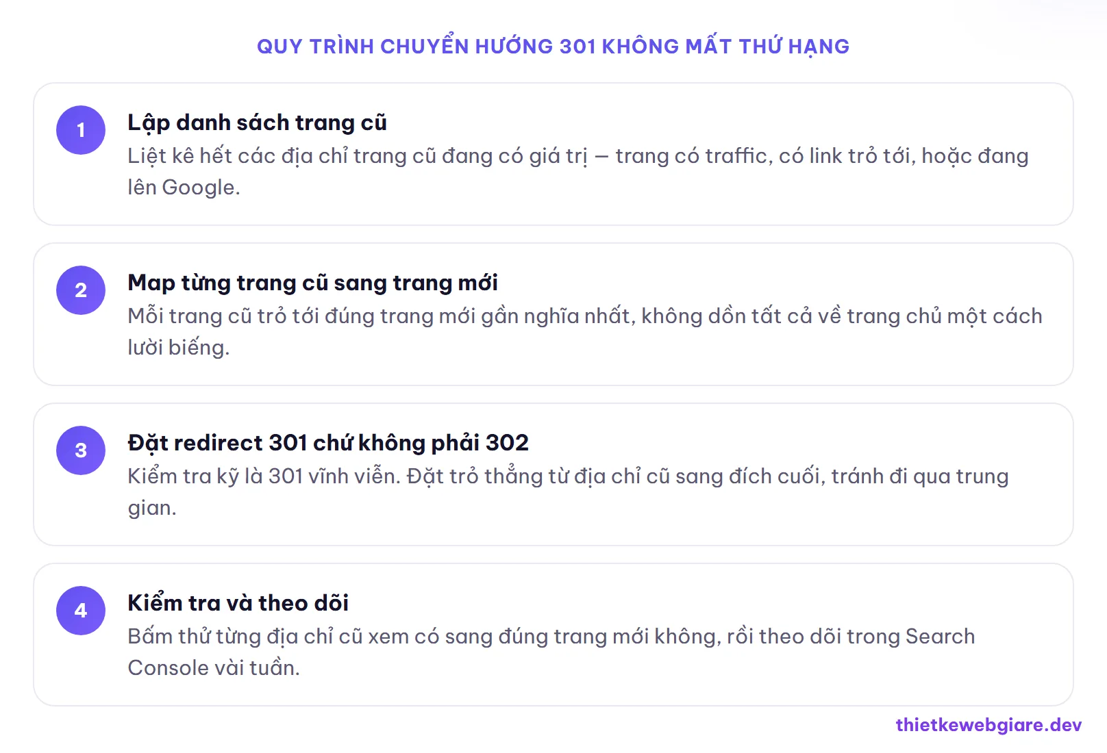 Quy trình chuyển hướng 301 không mất thứ hạng — redirect 301 là gì