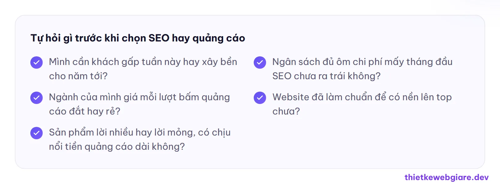 Tự hỏi gì trước khi chọn SEO hay quảng cáo — SEO hay quảng cáo