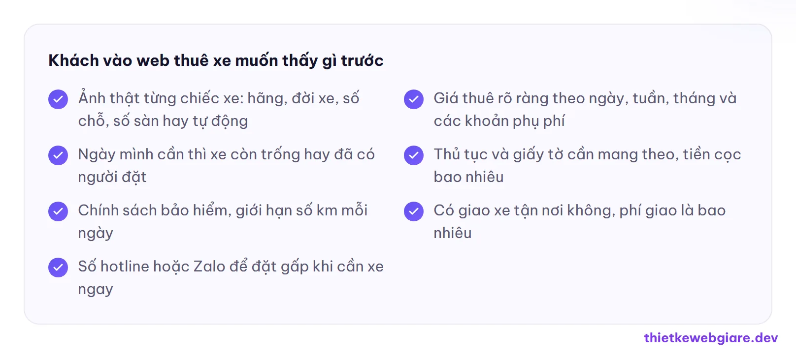 Khách vào web thuê xe muốn thấy gì trước — thiết kế web cho thuê xe tự lái