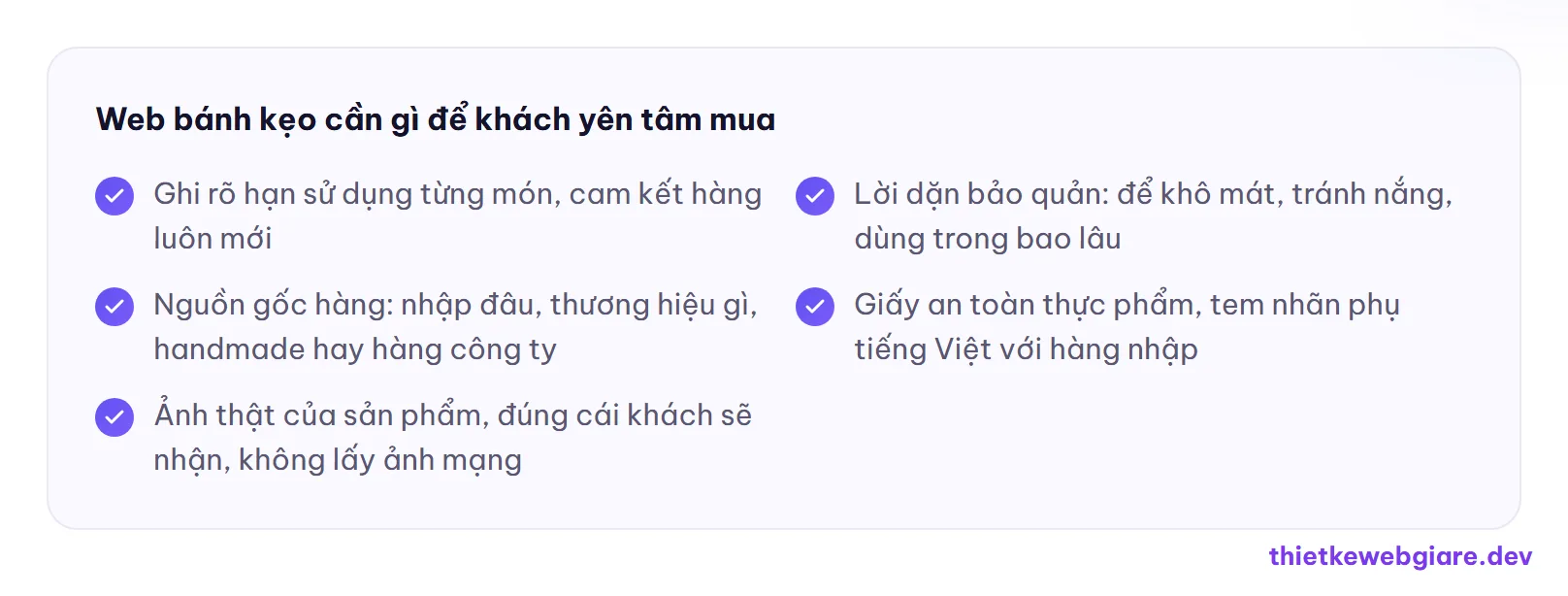 Web bánh kẹo cần gì để khách yên tâm mua — thiết kế web cửa hàng bánh kẹo
