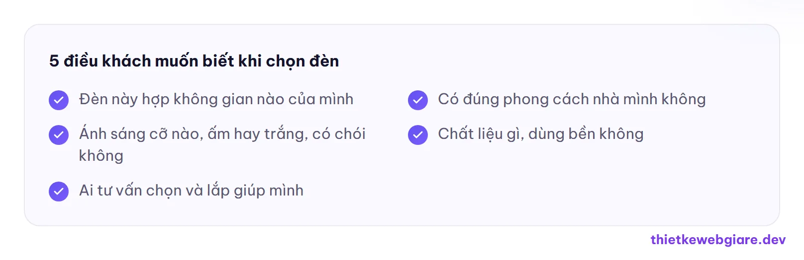 5 điều khách muốn biết khi chọn đèn — thiết kế web cửa hàng đèn trang trí