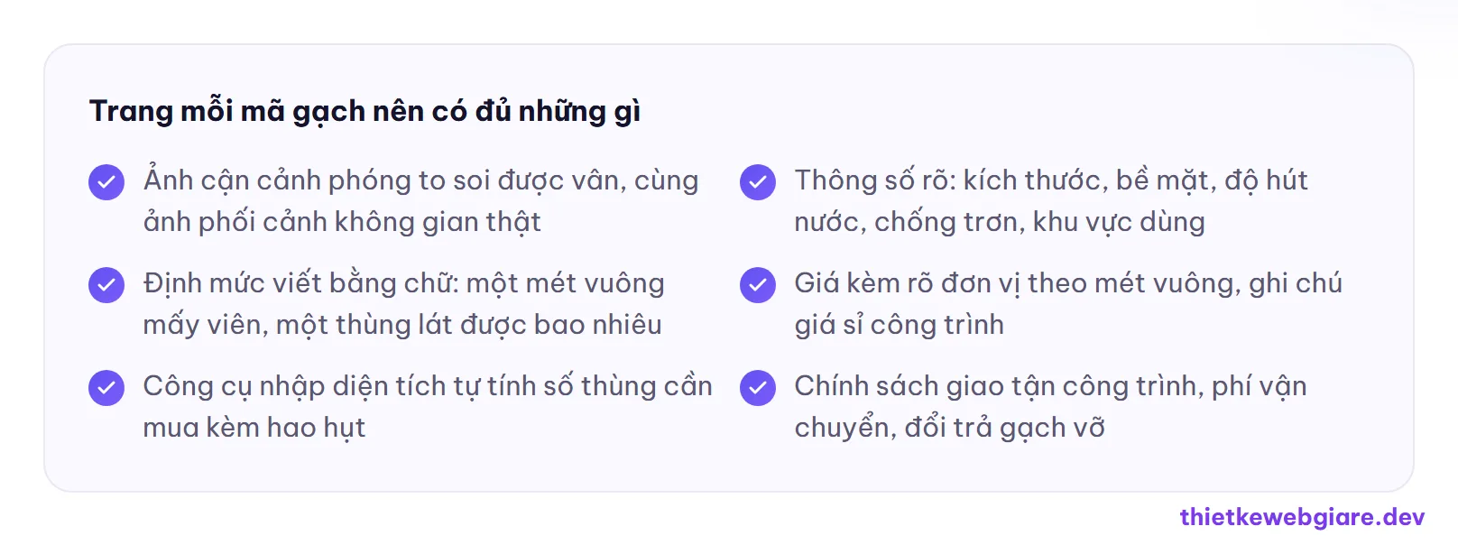 Trang mỗi mã gạch nên có đủ những gì — thiết kế web cửa hàng gạch men