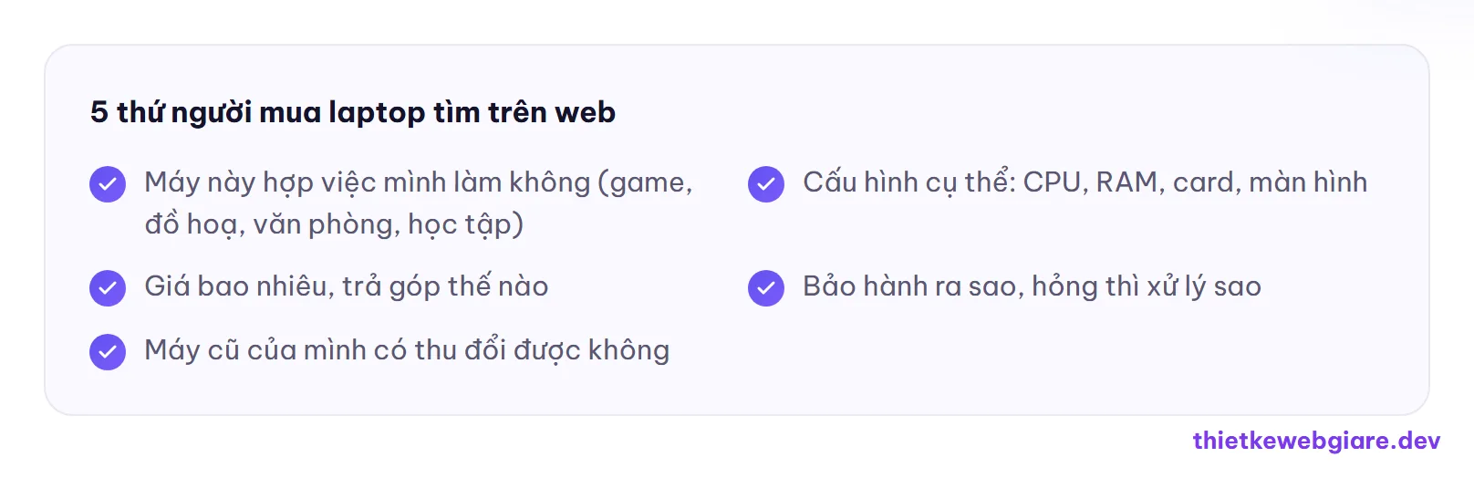 5 thứ người mua laptop tìm trên web — thiết kế web cửa hàng laptop