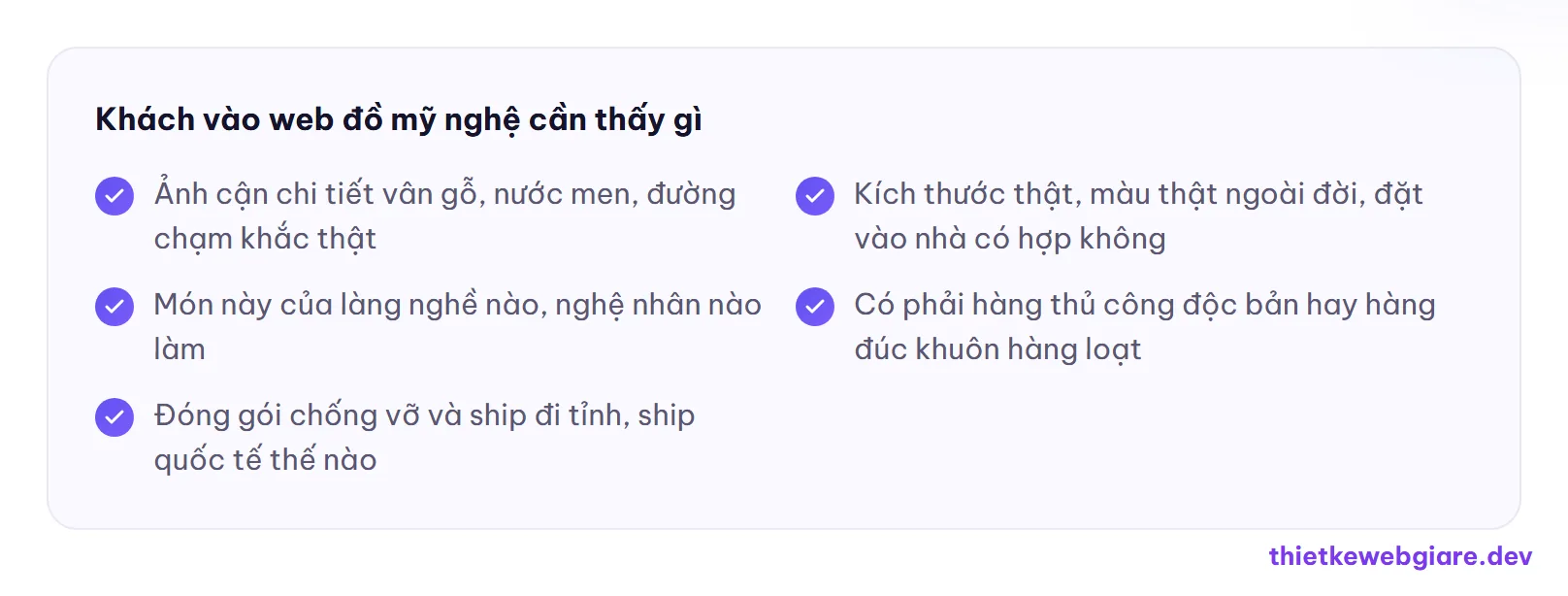 Khách vào web đồ mỹ nghệ cần thấy gì — thiết kế web cửa hàng đồ mỹ nghệ