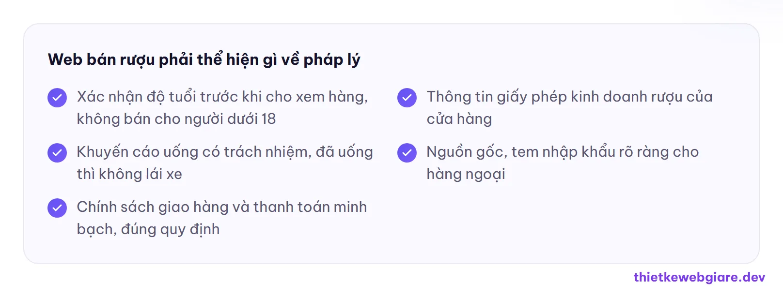 Web bán rượu phải thể hiện gì về pháp lý — thiết kế web cửa hàng rượu