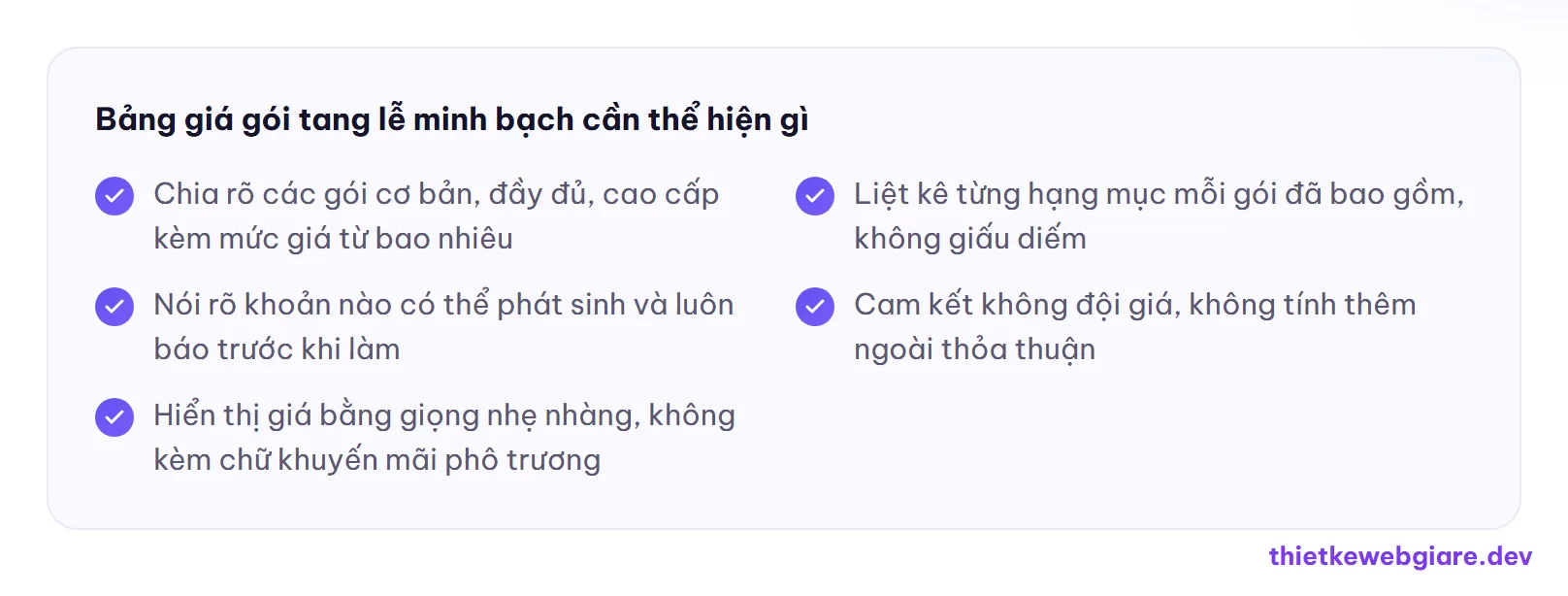 Bảng giá gói tang lễ minh bạch cần thể hiện gì — thiết kế web dịch vụ tang lễ