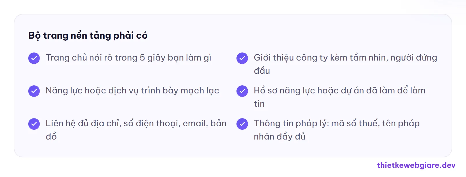 Bộ trang nền tảng phải có — thiết kế web giá rẻ cho doanh nghiệp mới thành lập