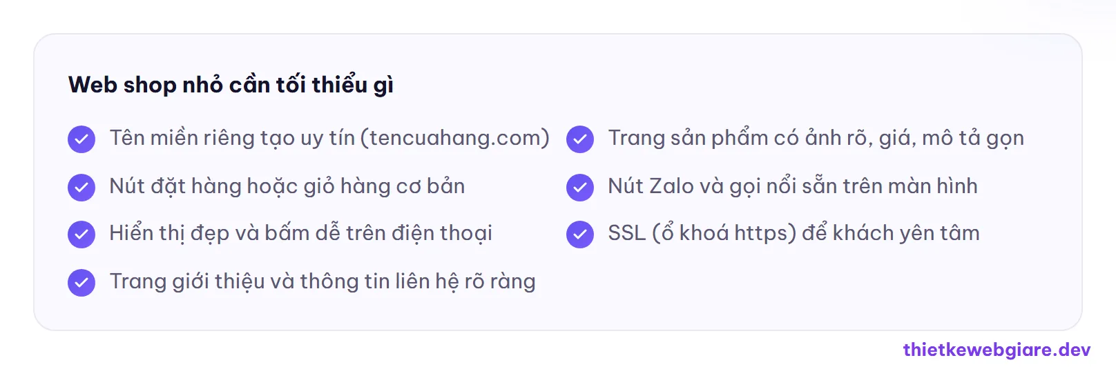 Web shop nhỏ cần tối thiểu gì — thiết kế web giá rẻ cho shop online