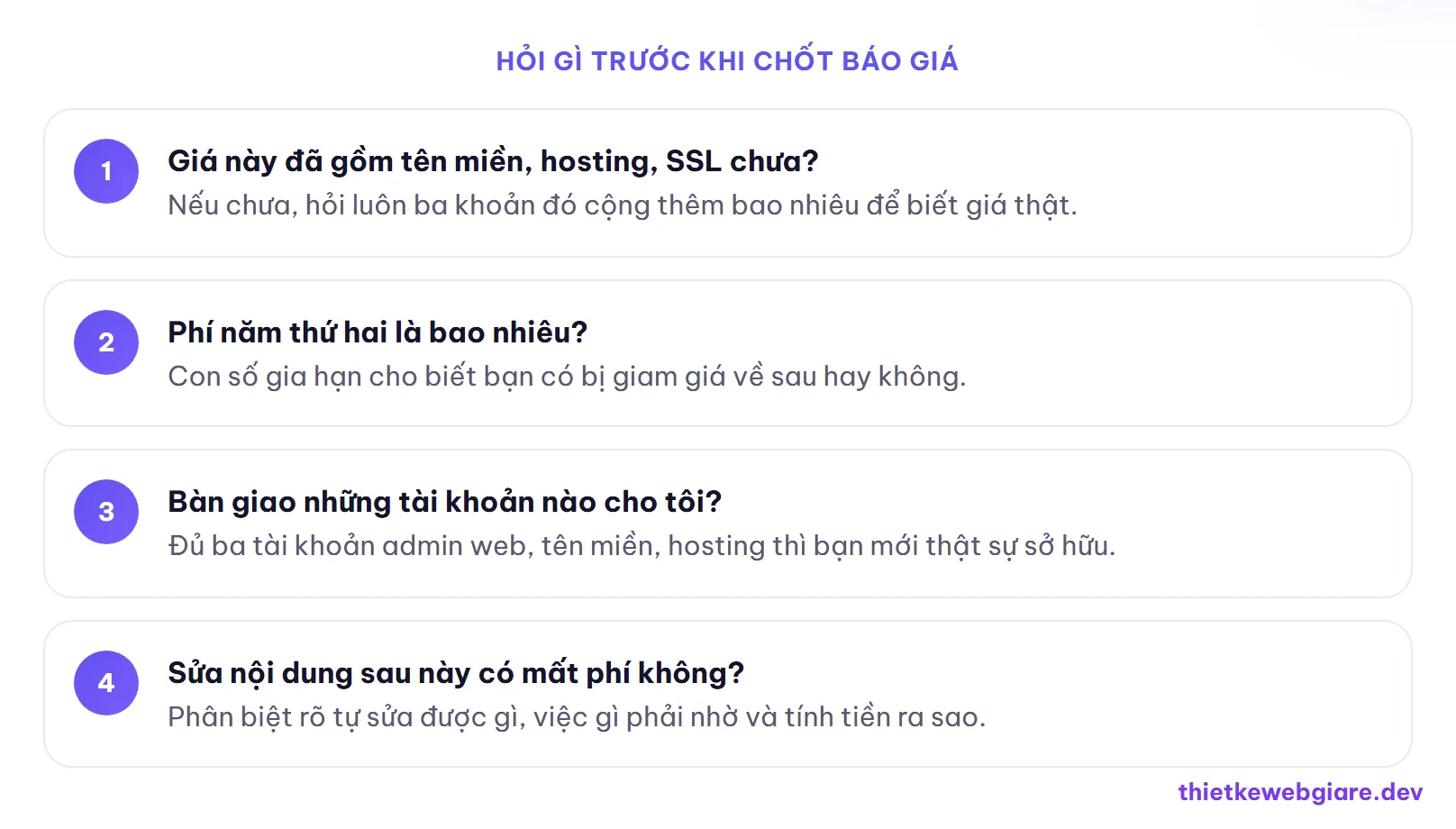 Hỏi gì trước khi chốt báo giá — thiết kế web giá rẻ trọn gói gồm những gì