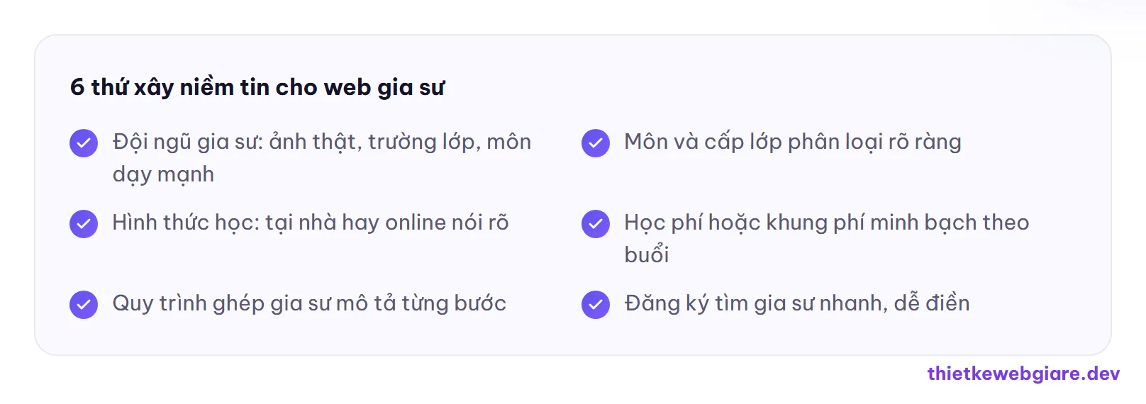 6 thứ xây niềm tin cho web gia sư — thiết kế web gia sư
