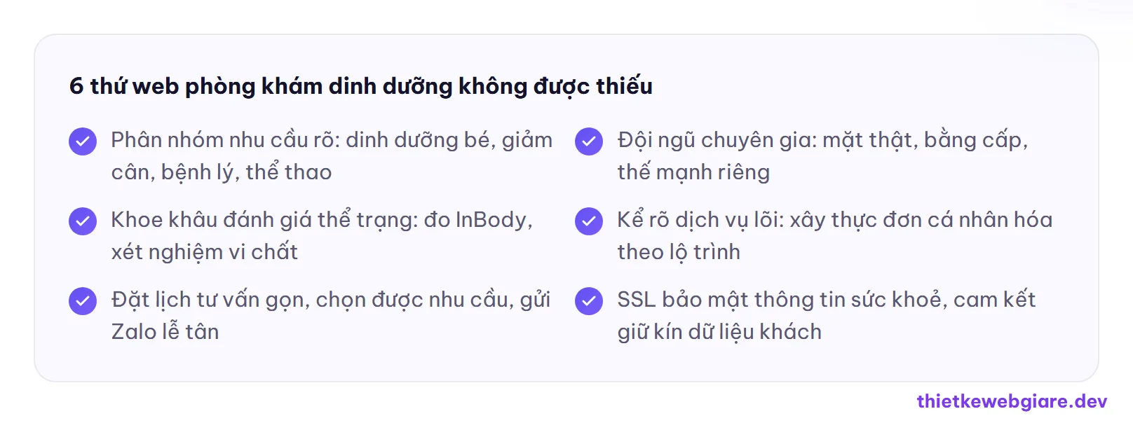 6 thứ web phòng khám dinh dưỡng không được thiếu — thiết kế web phòng khám dinh dưỡng
