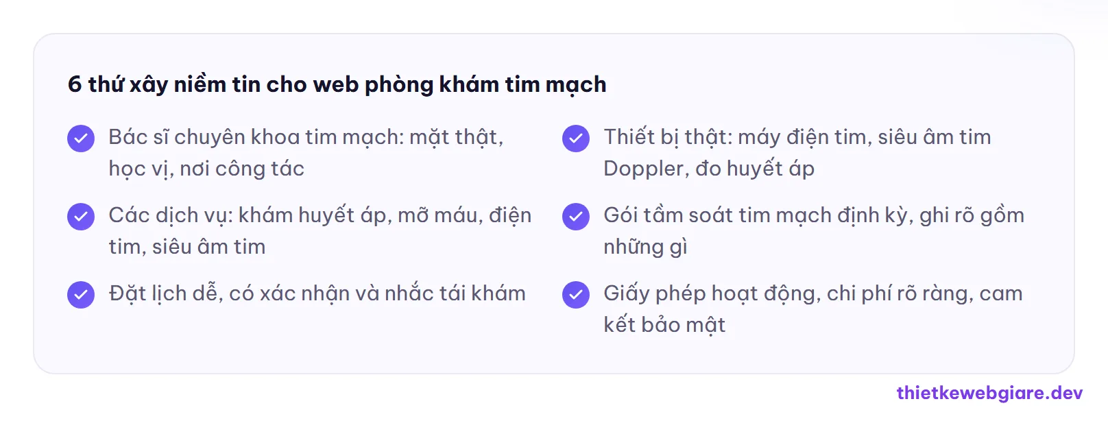 6 thứ xây niềm tin cho web phòng khám tim mạch — thiết kế web phòng khám tim mạch