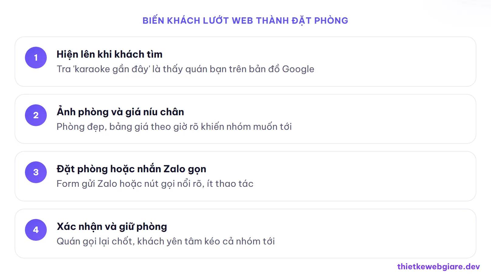 Biến khách lướt web thành đặt phòng — thiết kế web quán karaoke