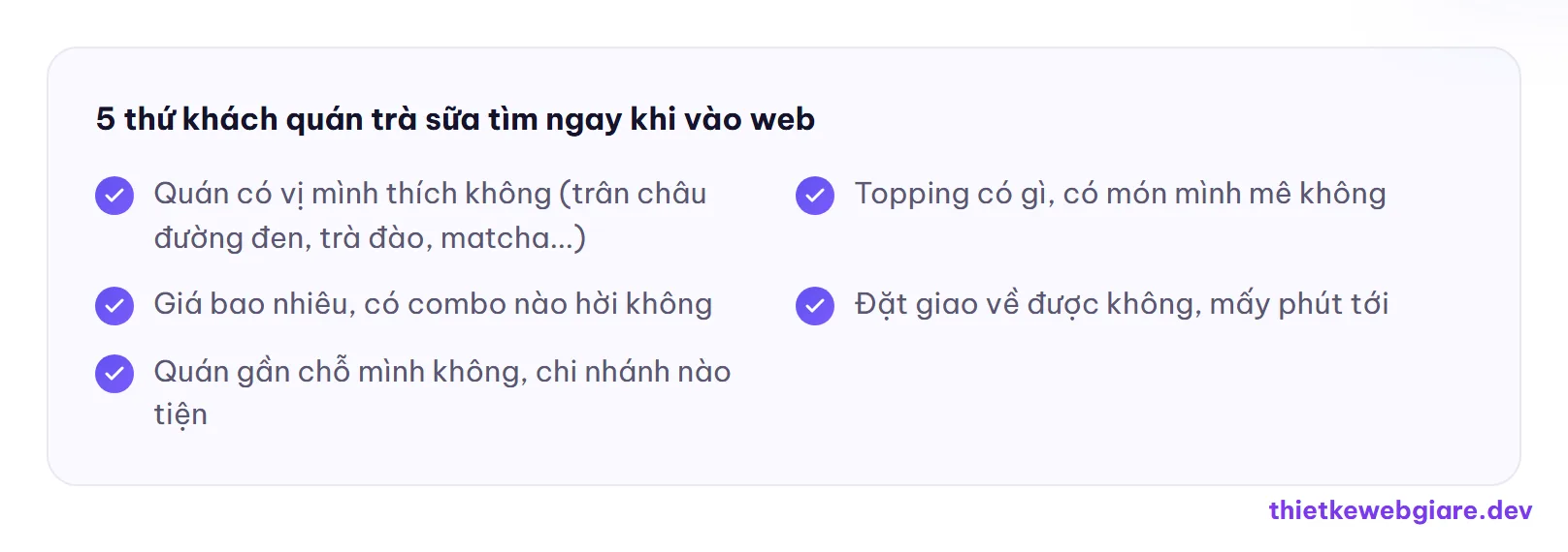 5 thứ khách quán trà sữa tìm ngay khi vào web — thiết kế web quán trà sữa