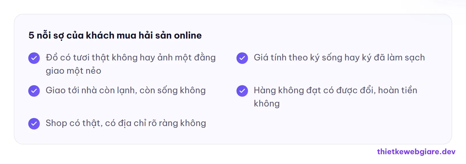 5 nỗi sợ của khách mua hải sản online — thiết kế web shop hải sản