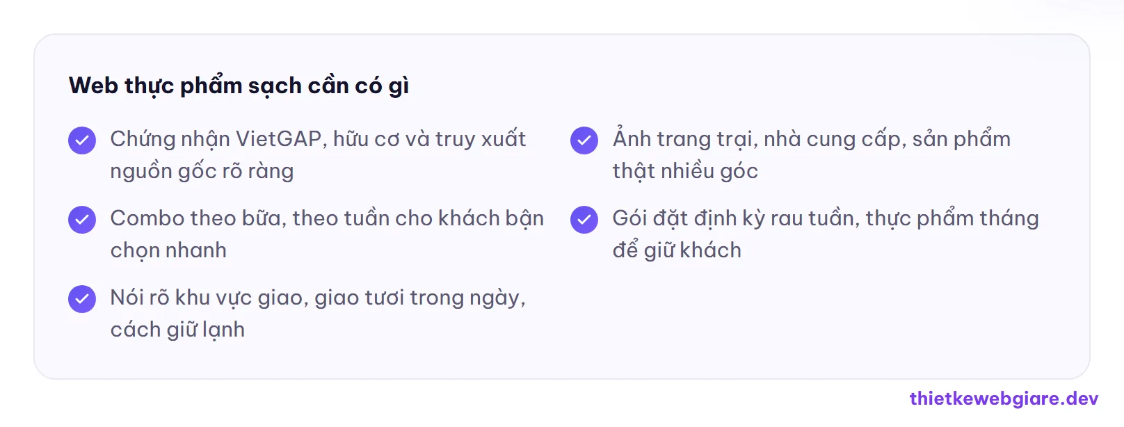 Web thực phẩm sạch cần có gì — thiết kế web thực phẩm sạch