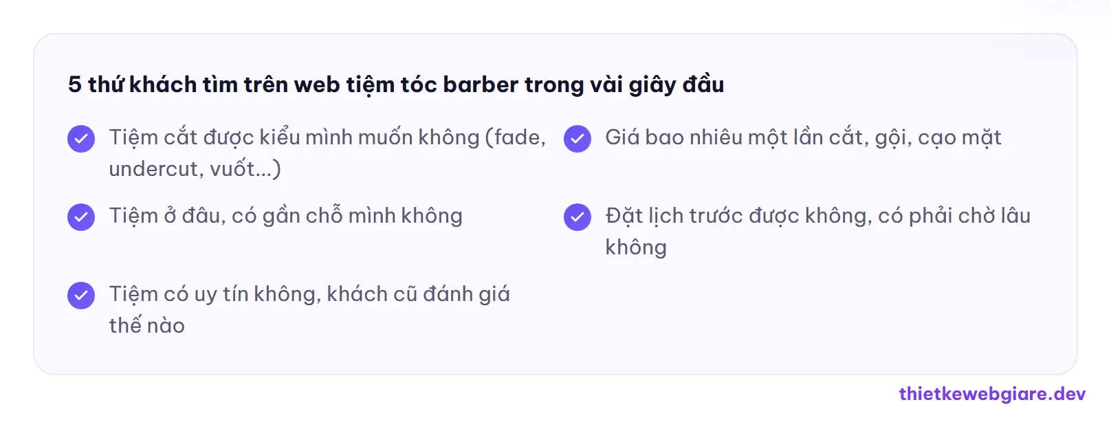 5 thứ khách tìm trên web tiệm tóc barber trong vài giây đầu — thiết kế web tiệm tóc barber