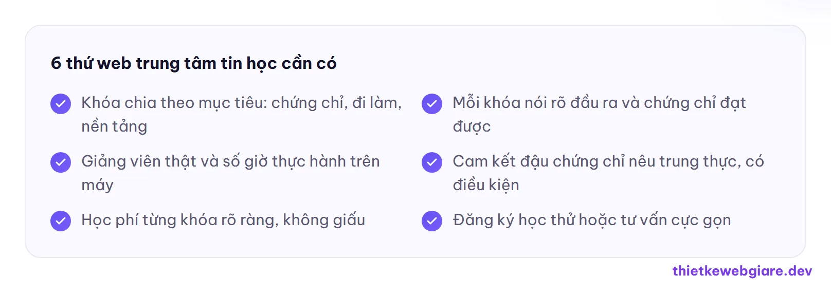 6 thứ web trung tâm tin học cần có — thiết kế web trung tâm tin học