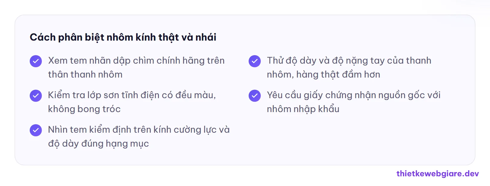 Cách phân biệt nhôm kính thật và nhái — thiết kế web xưởng nhôm kính