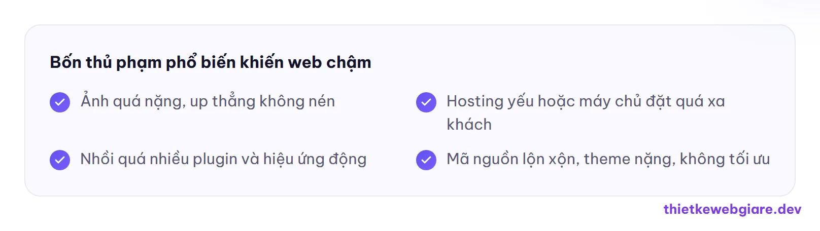 Bốn thủ phạm phổ biến khiến web chậm — tốc độ tải website