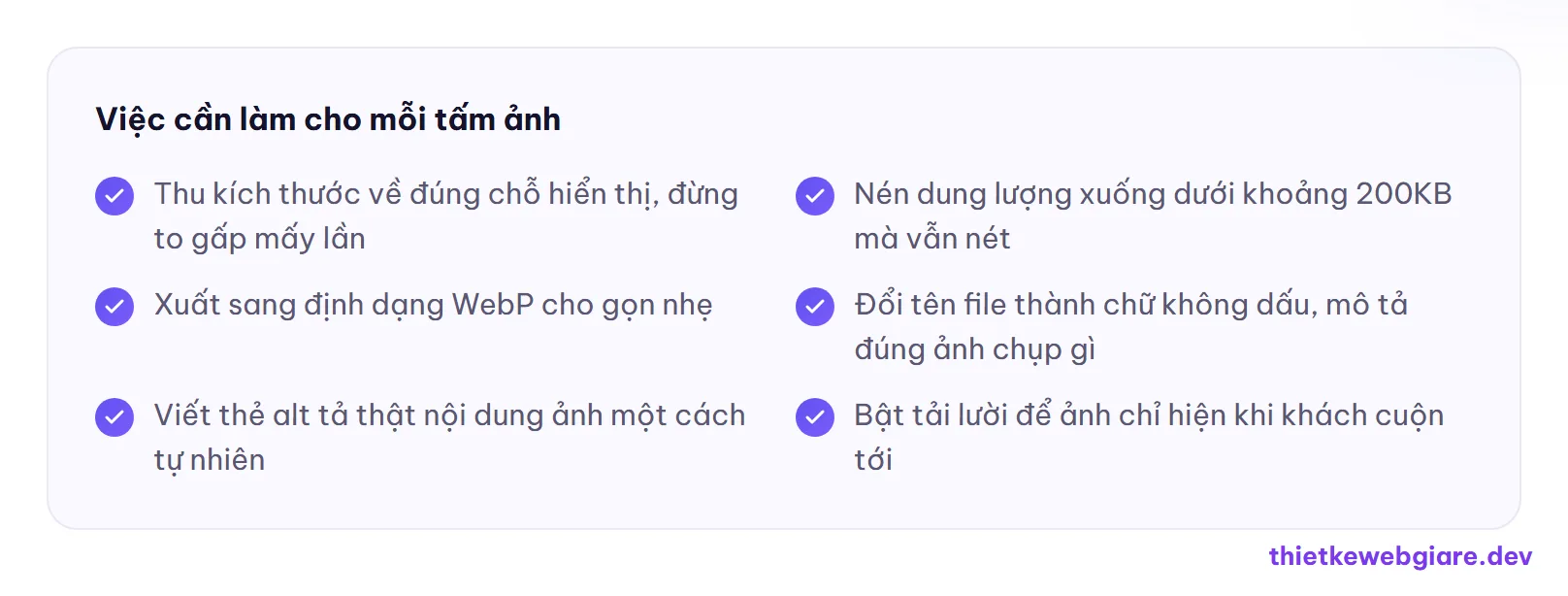 Việc cần làm cho mỗi tấm ảnh — tối ưu ảnh website