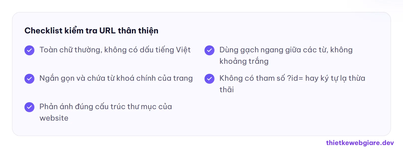 Checklist kiểm tra URL thân thiện — URL thân thiện là gì