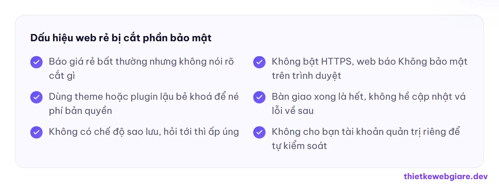 Dấu hiệu web rẻ bị cắt phần bảo mật — web giá rẻ có an toàn bảo mật không
