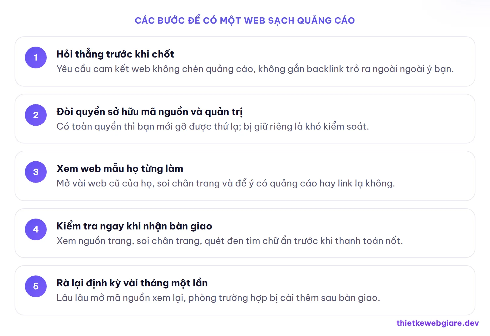 Các bước để có một web sạch quảng cáo — web giá rẻ có bị chèn quảng cáo không